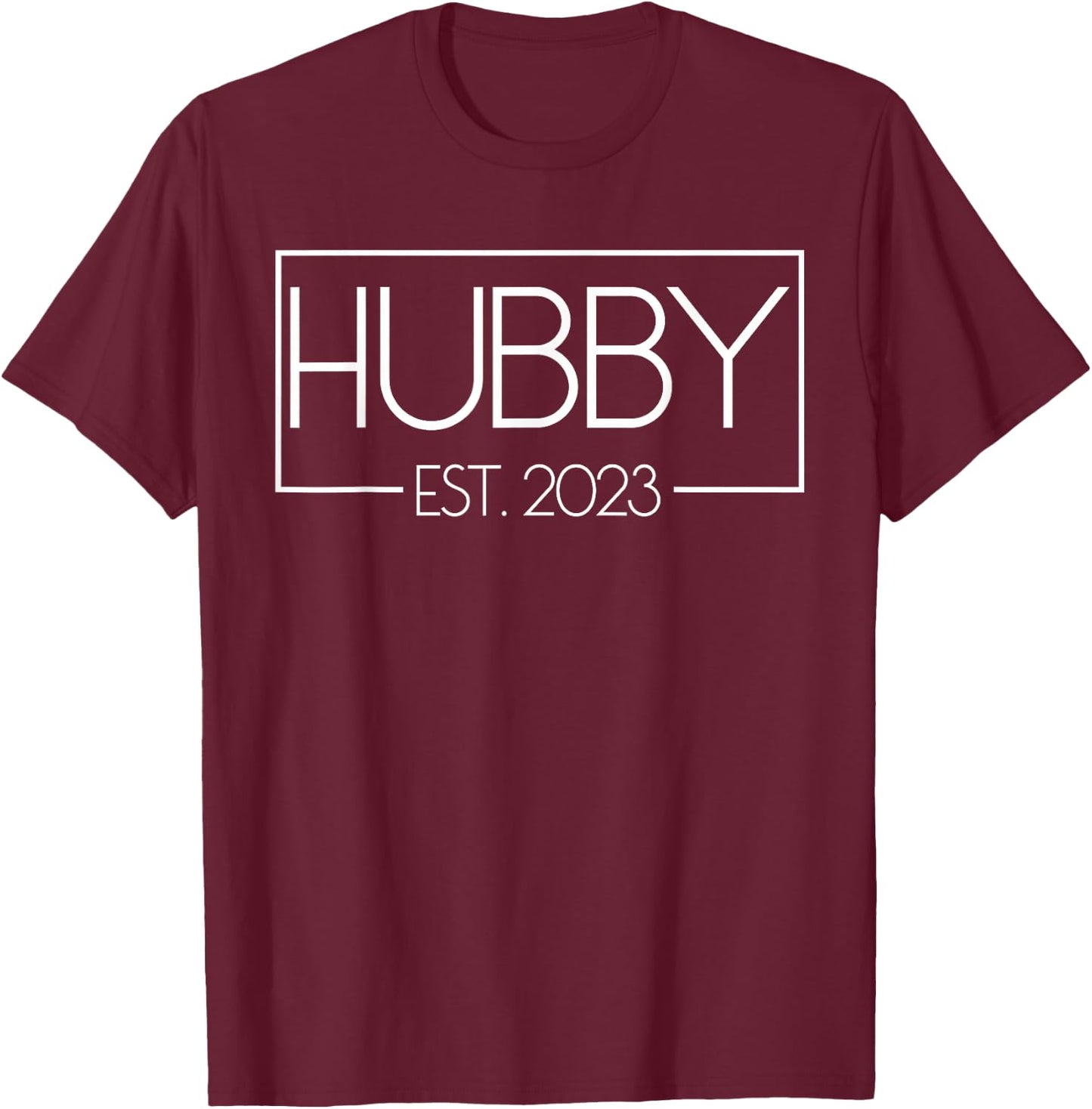 Hubby Est. 2023 Matching Couple Newlywed Married 2023 T-Shirt - T-Shirt | Maroon