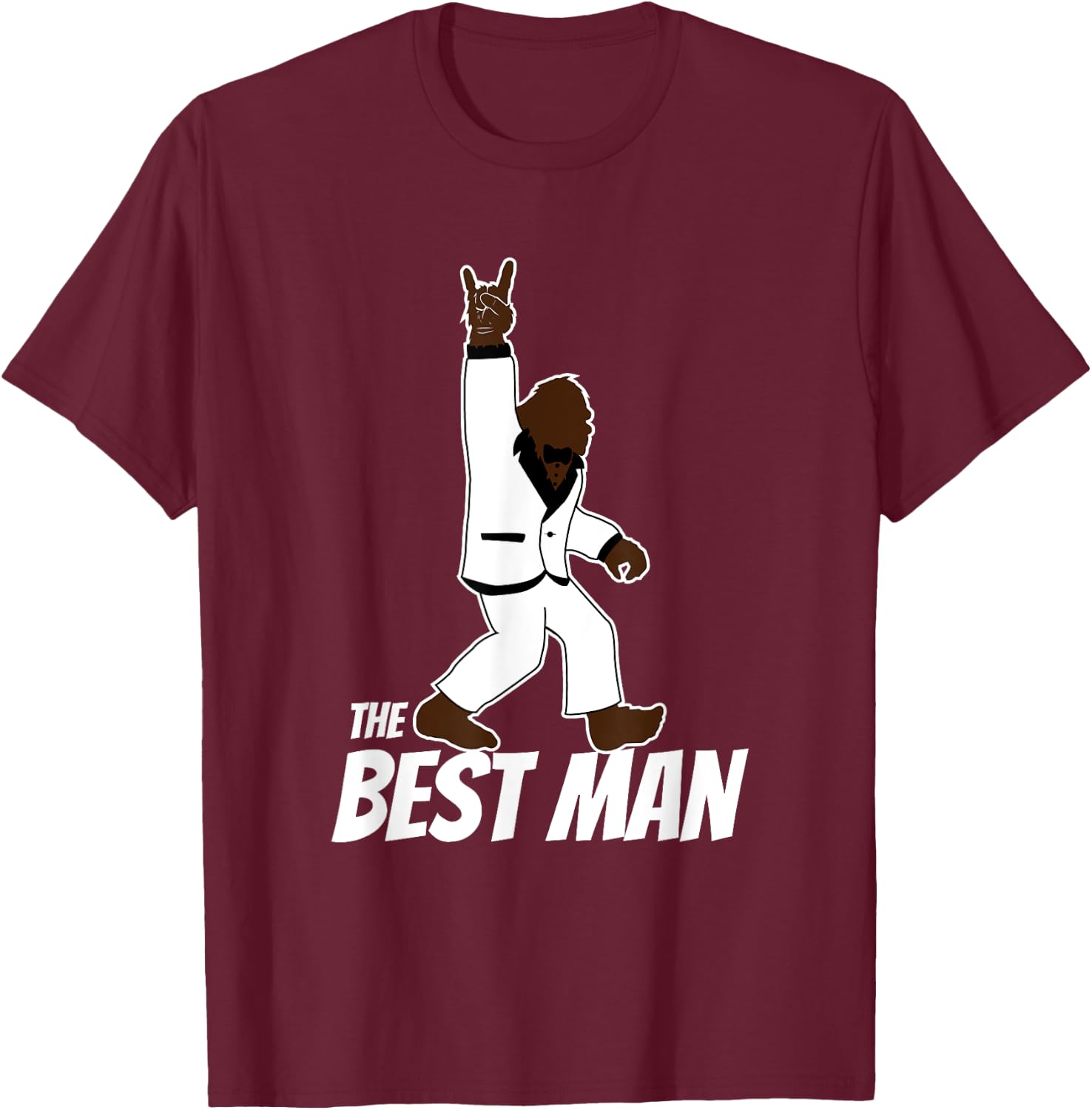Bigfoot Rock and Roll Best Man Bachelor Party Wedding Gift T-Shirt - T-Shirt | Maroon
