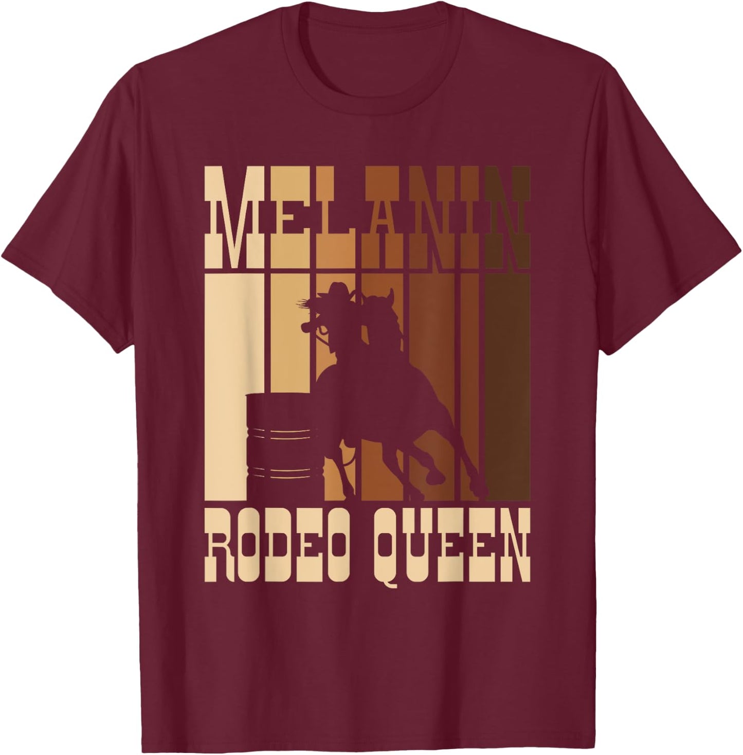 Barrel Racing Melanin Rodeo Queen African American Cowgirl T-Shirt - T-Shirt | Maroon