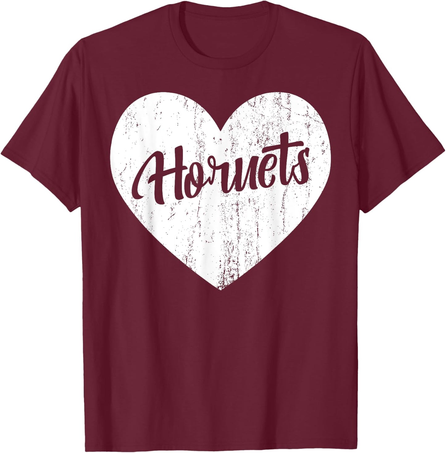 Hornets School Sports Fan Team Spirit Mascot Heart Gift T-Shirt - T-Shirt | Maroon