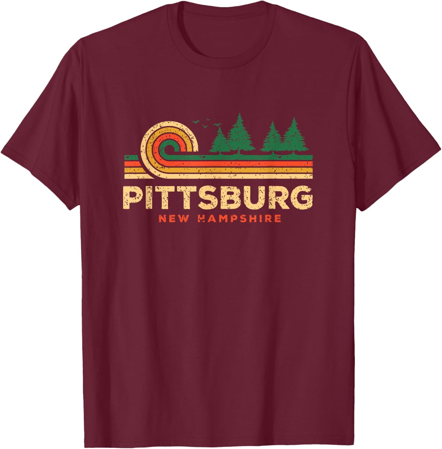 Evergreen Sunset Pittsburgh Forest New Hampshire Woods T-Shirt - T-Shirt | Maroon