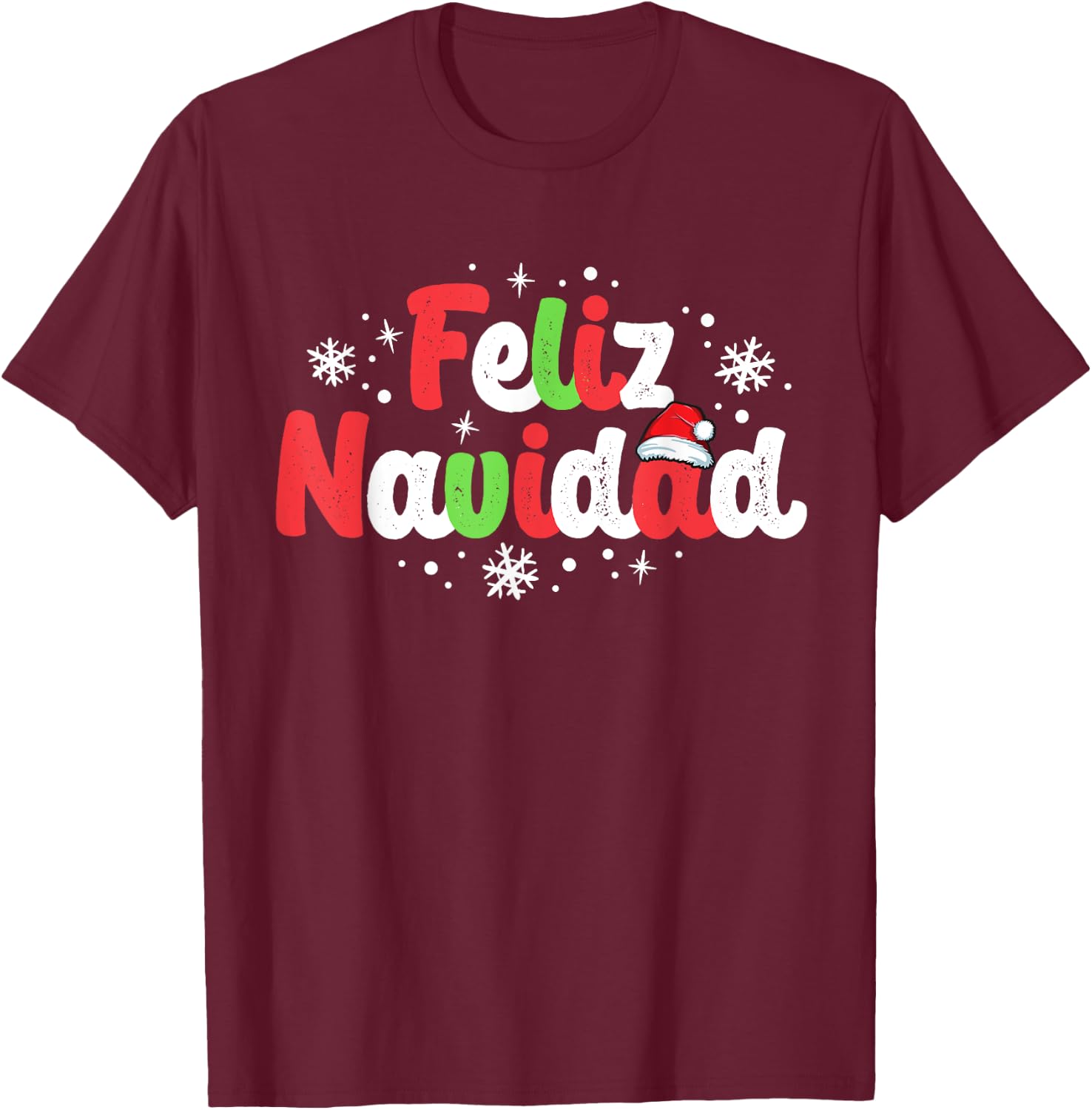 Feliz Navidad Matching Family Spanish Christmas Mexican Xmas T-Shirt - T-Shirt | Maroon