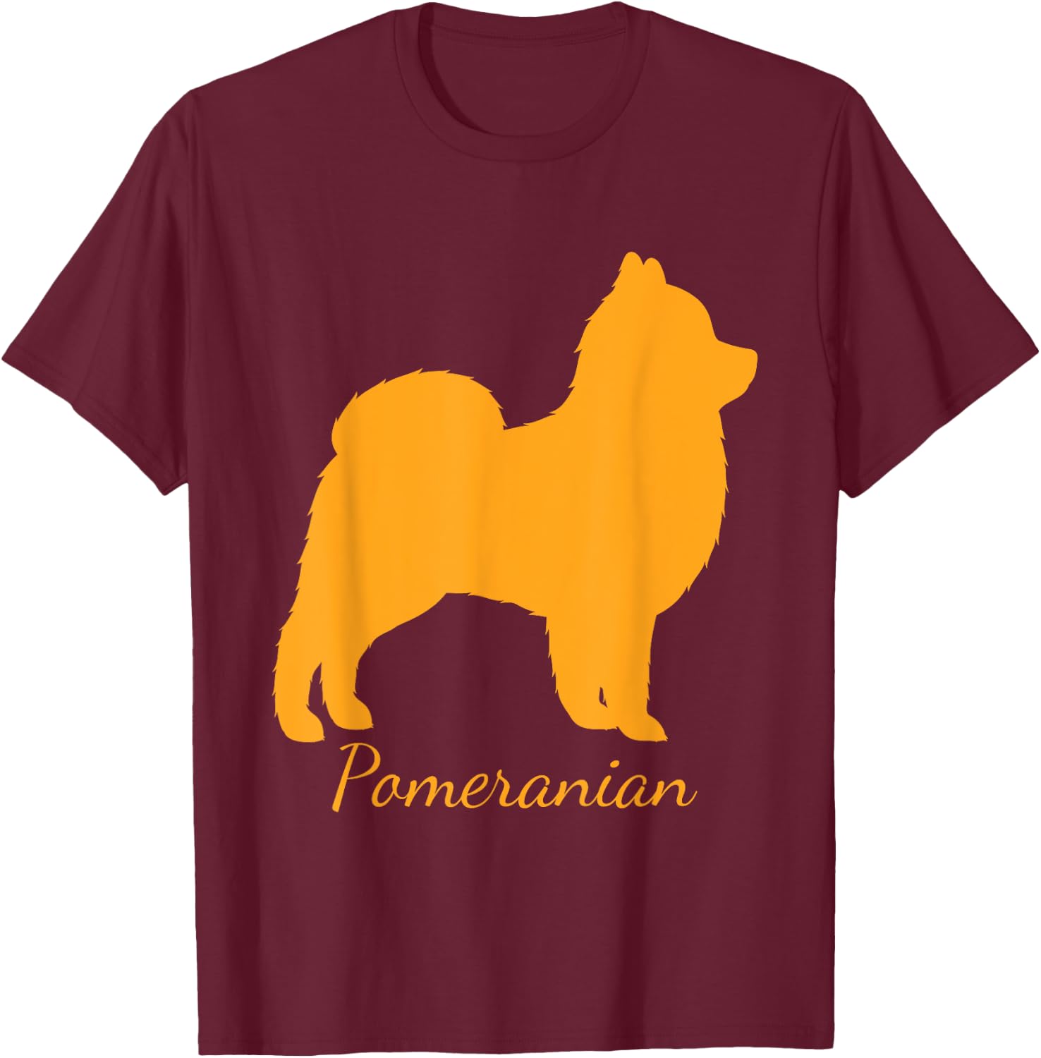 Funny Pomeranian Friend Puppy Love Dog Silhouetted Gift T-Shirt - T-Shirt | Maroon