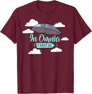 In Omnia Paratus - Cute Latin Umbrella Always Prepared Ready T-Shirt - T-Shirt | Maroon