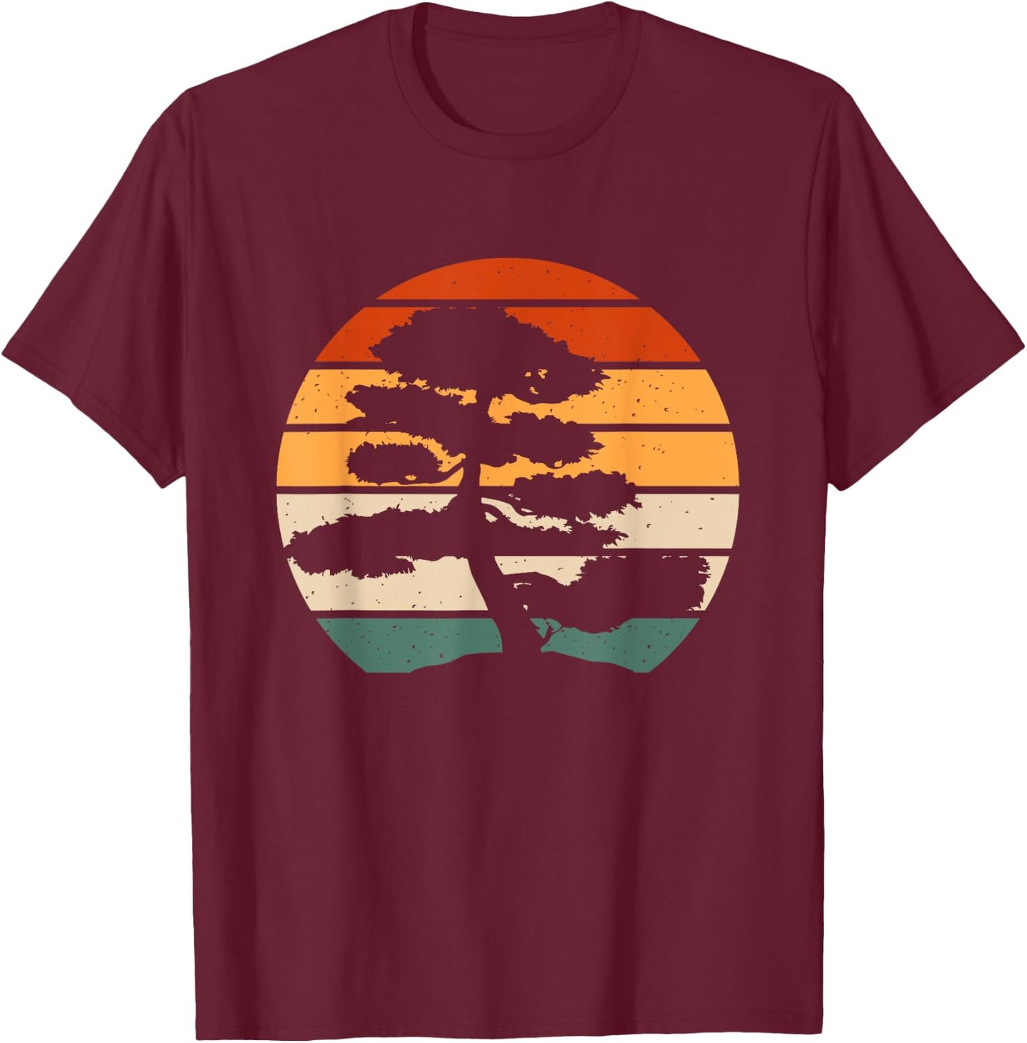 Retro Bonsai Tray Planting Miniature Tree T-Shirt - T-Shirt | Maroon