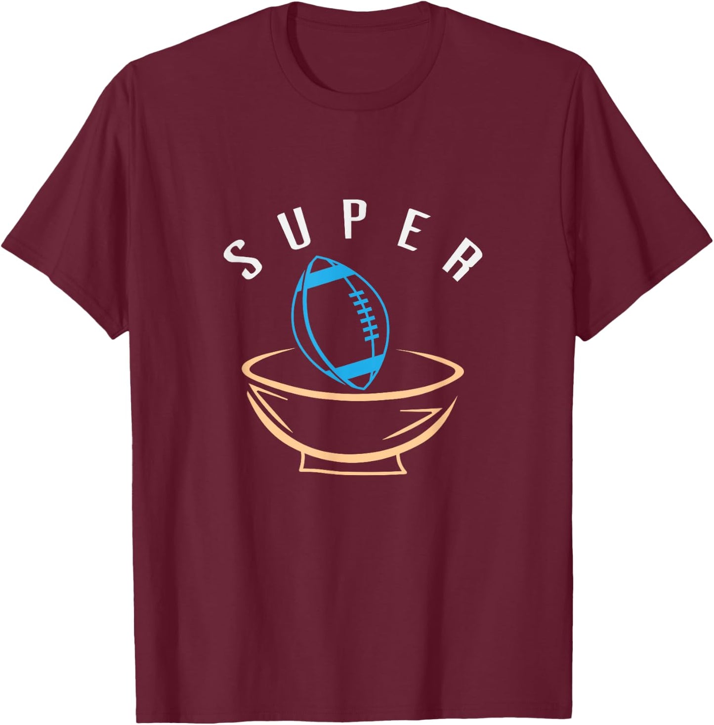 Funny Football with Snack Bowl Funny Gift Man Woman T-Shirt - T-Shirt | Maroon