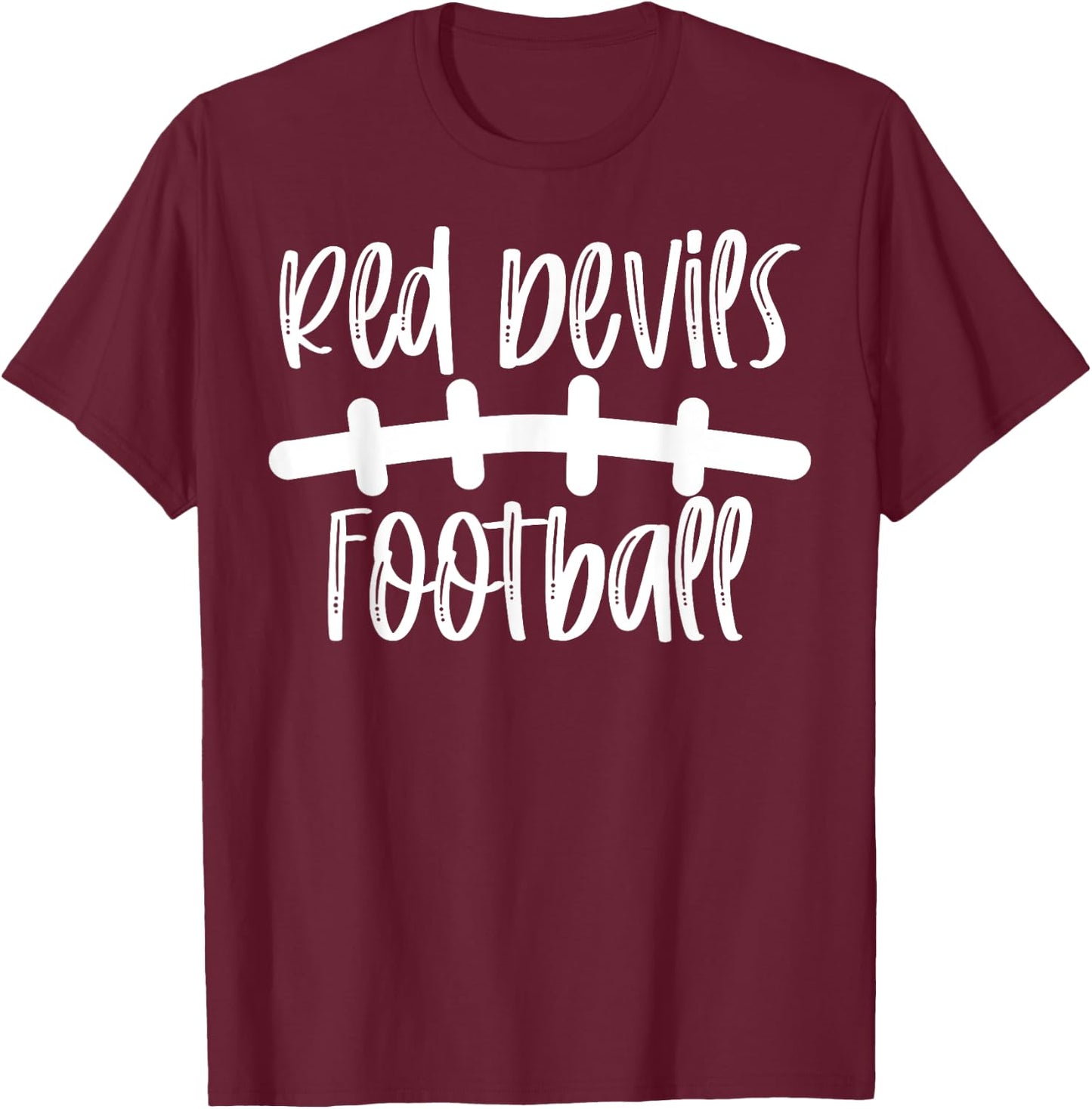 Red Devils Football School Spirit Team Mascot Game Night T-Shirt - T-Shirt | Maroon