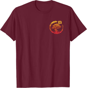 Bonsai Tree Enso Circle Retro Vintage Sunset Japan Buddha T-Shirt - T-Shirt | Maroon