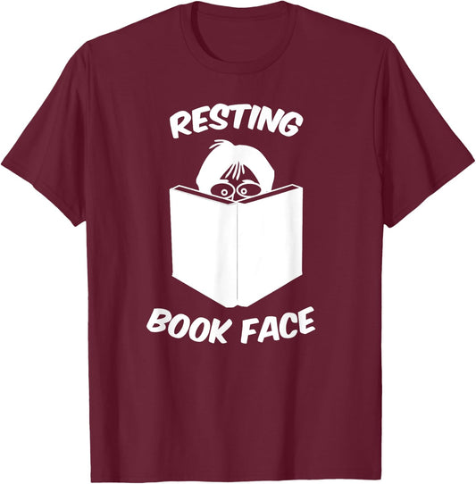 Resting Book Face Book Reader T-Shirt - T-Shirt | Maroon