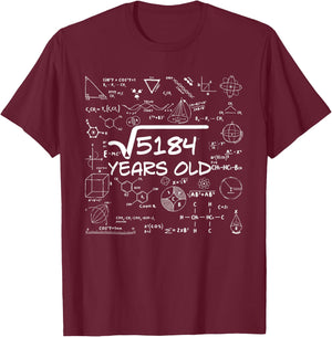 72nd Birthday Square Root of 5184 72 Years Old T-Shirt - T-Shirt | Maroon