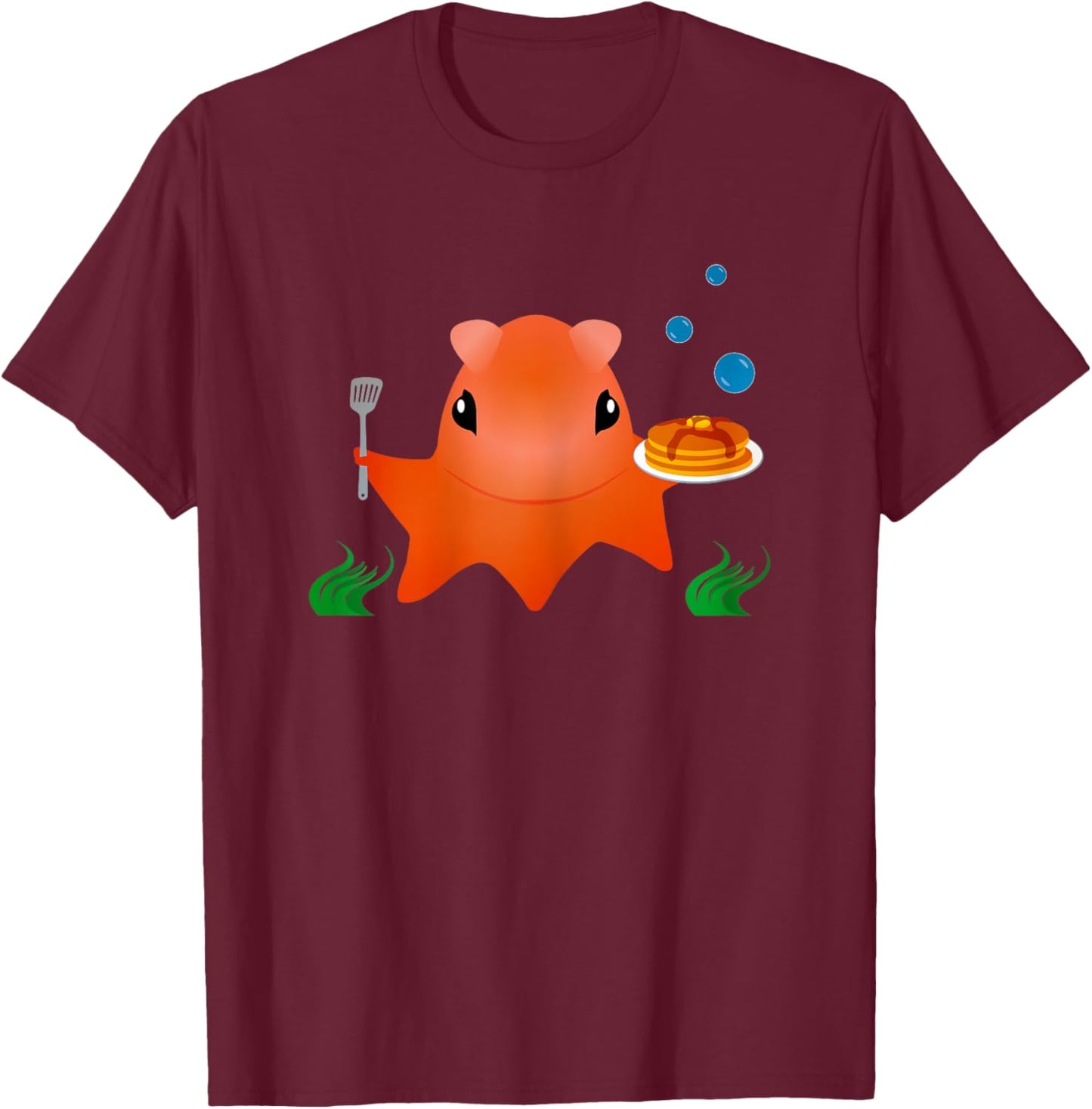 Flapjack Octopus Cooking Up Flapjacks for Kids T-Shirt - T-Shirt | Maroon