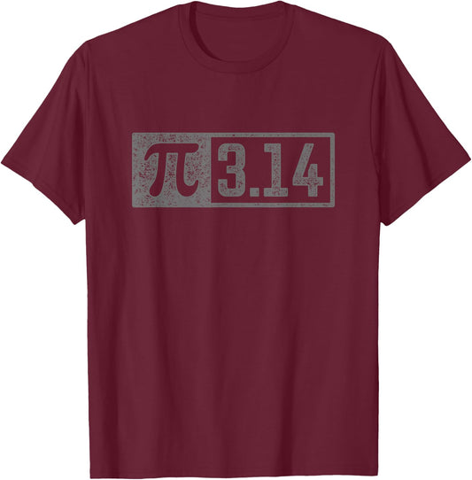 Pi Shirt for Teacher Vintage 3.14 Pi Digits Happy Pi Day T-Shirt - T-Shirt | Maroon