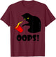 Cat Oops! Funny Black Cat Knocking Over A Glass Men Women Kids T-Shirt - T-Shirt | Maroon