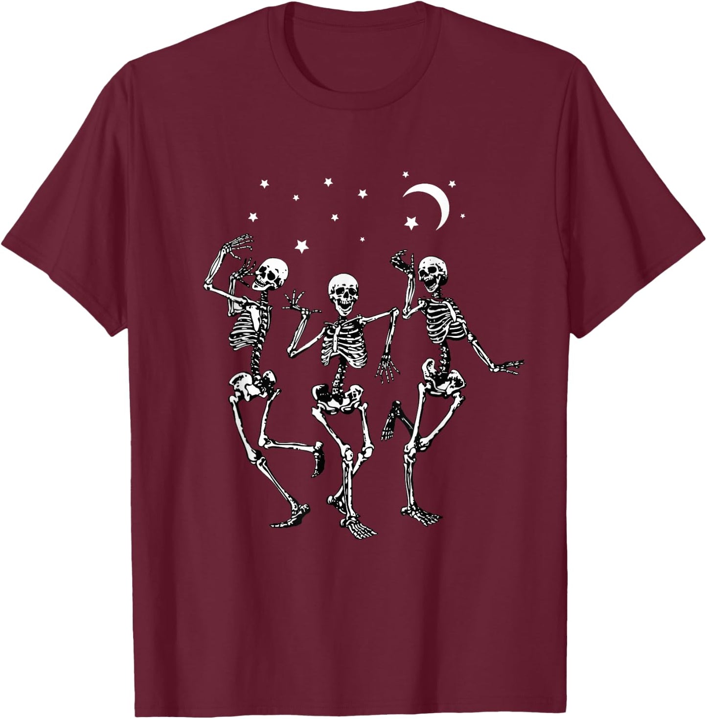 Skeleton Dancing Under The Moon Funny Happy Halloween T-Shirt - T-Shirt | Maroon