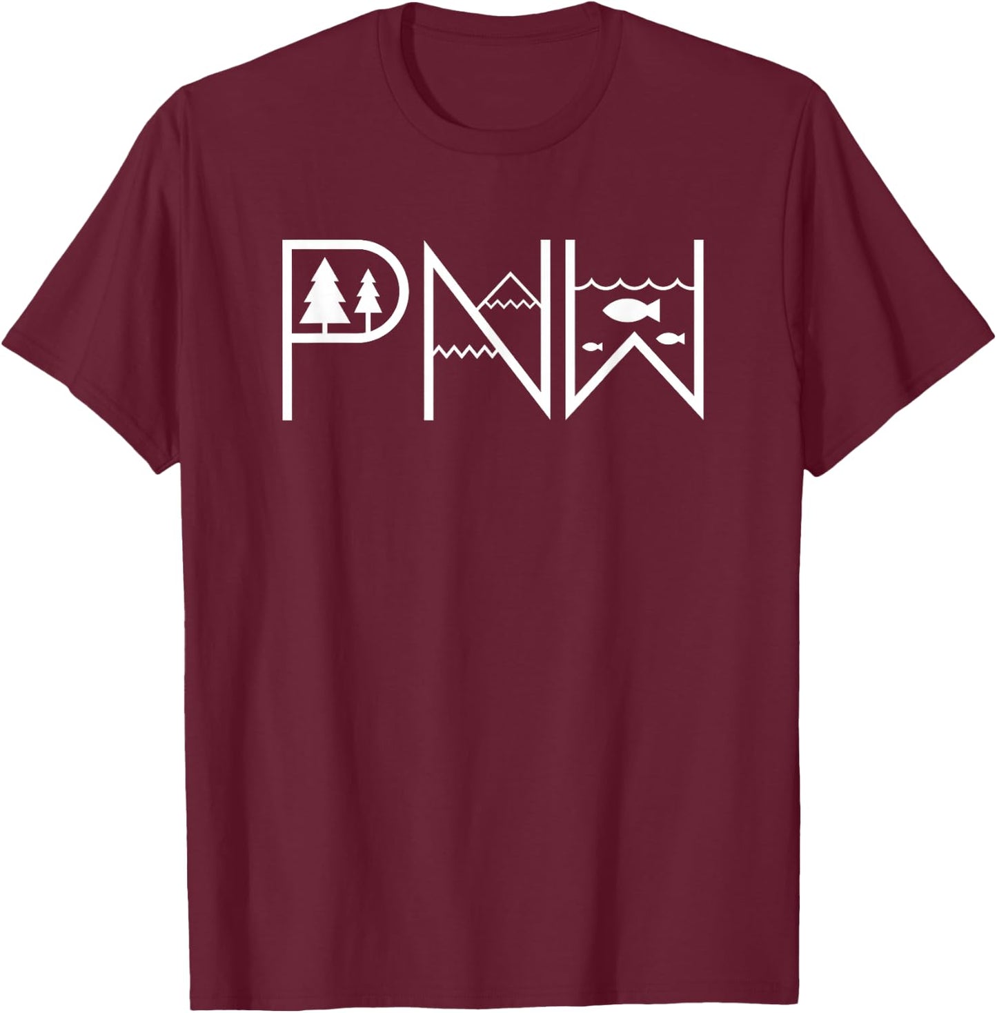 PNW Nature Minimal – Cascadia Pacific Northwest T-Shirt - T-Shirt | Maroon