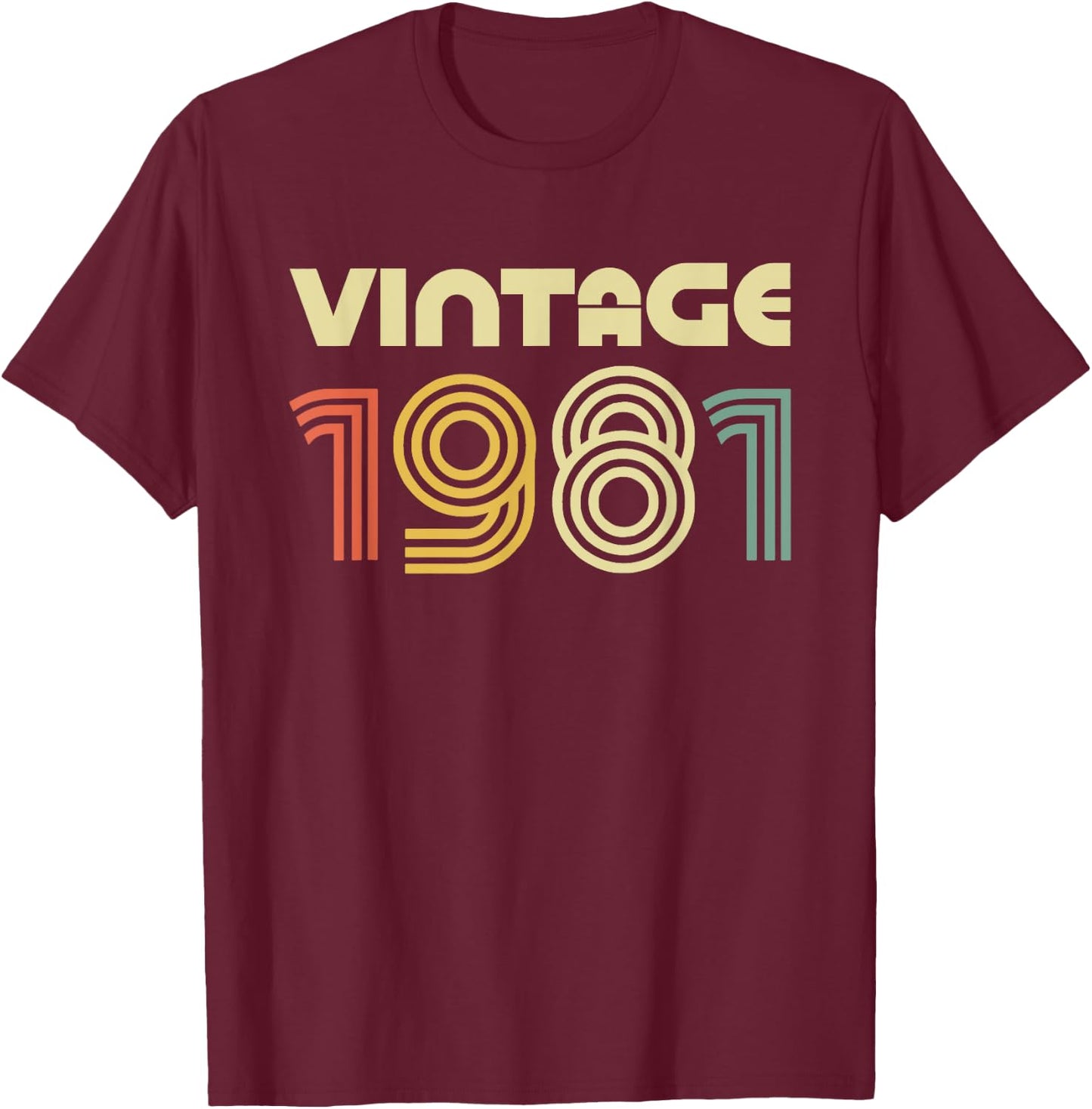 Vintage 1981 Shirt Men Women 44th Birthday T-Shirt - T-Shirt | Maroon