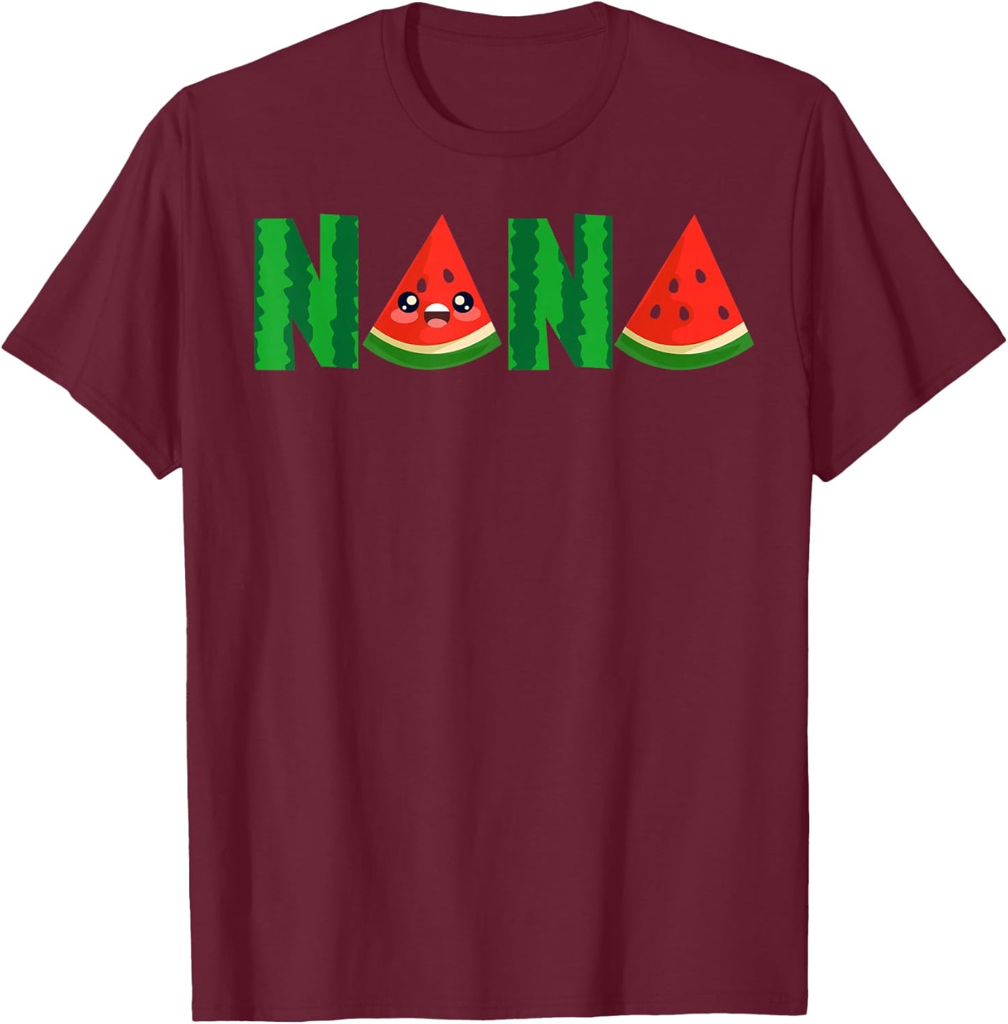 Nana Watermelon Tropical Summer Fruit Melon T-Shirt - T-Shirt | Maroon