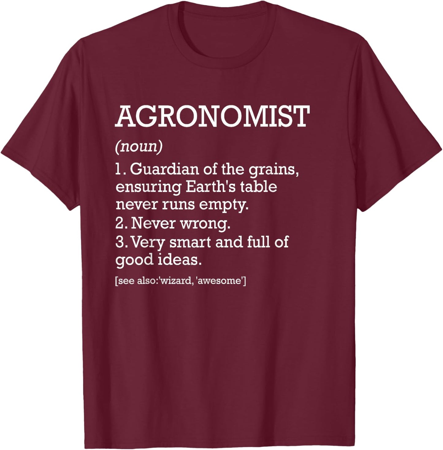 Personalized For Agronomist Job Definition -Adults Black Small Modern Letter Print T-Shirt - T-Shirt | Maroon