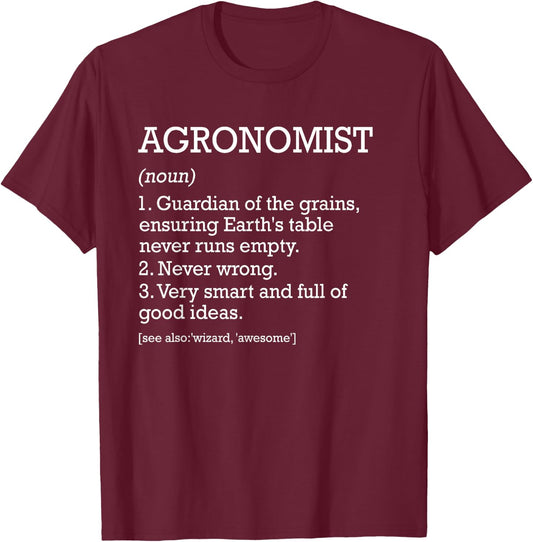 Personalized For Agronomist Job Definition -Adults Black Small Modern Letter Print T-Shirt - T-Shirt | Maroon