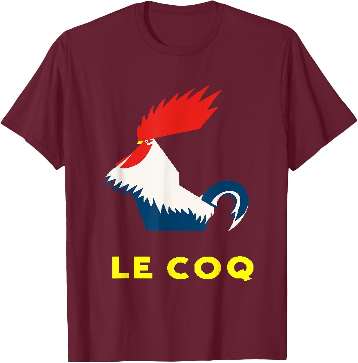 Le Coq Vector Art In Bold Bright Colors T-Shirt - T-Shirt | Maroon