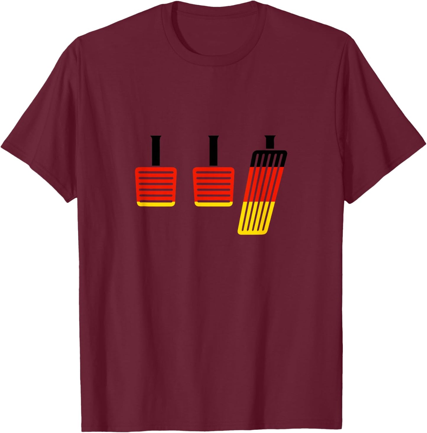 Three Pedals Shirt Manual Clutch German Car Enthusiast T-Shirt - T-Shirt | Maroon
