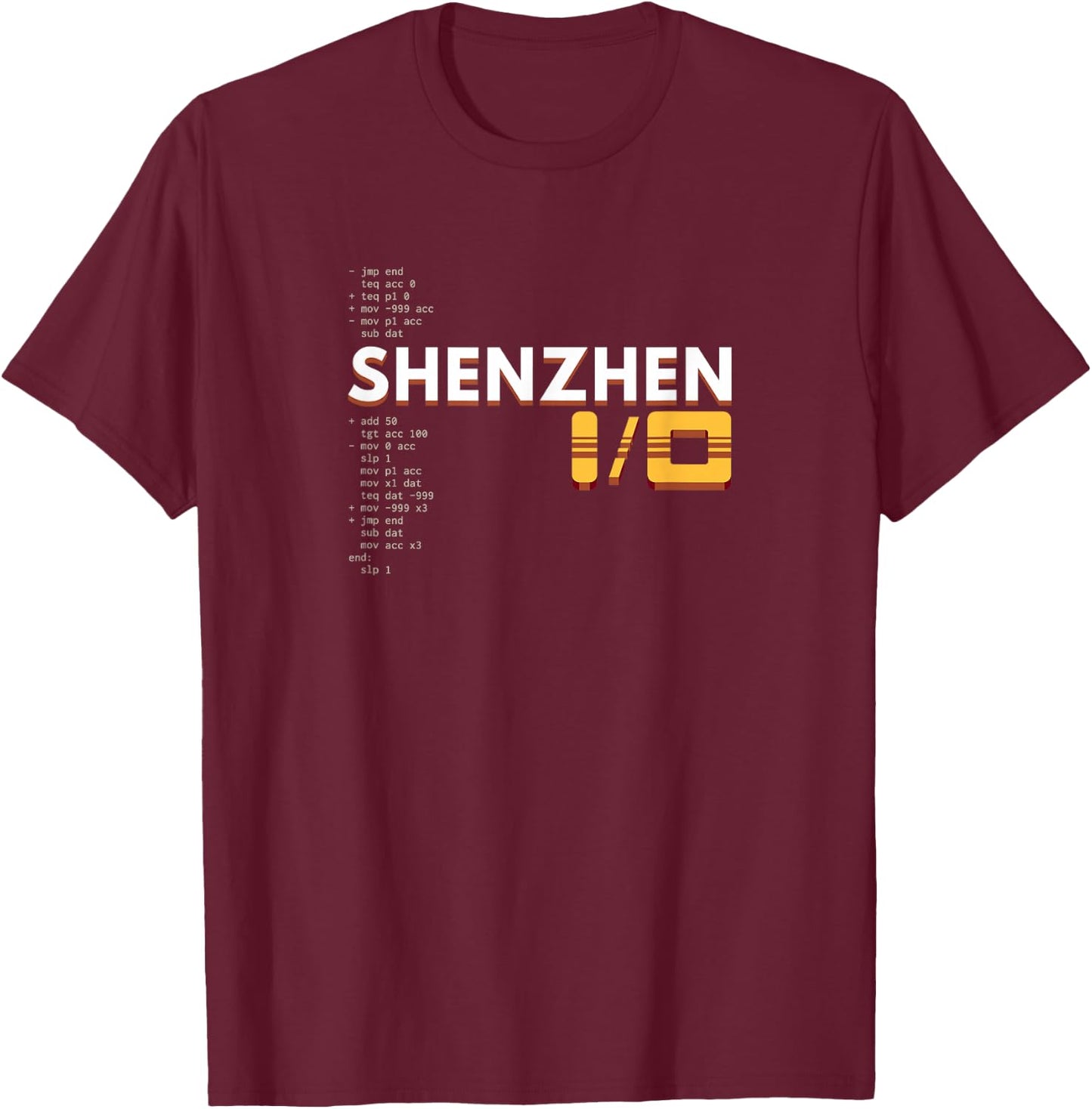 Zachtronics: Shenzhen I/O (Relaxed) T-Shirt - T-Shirt | Maroon