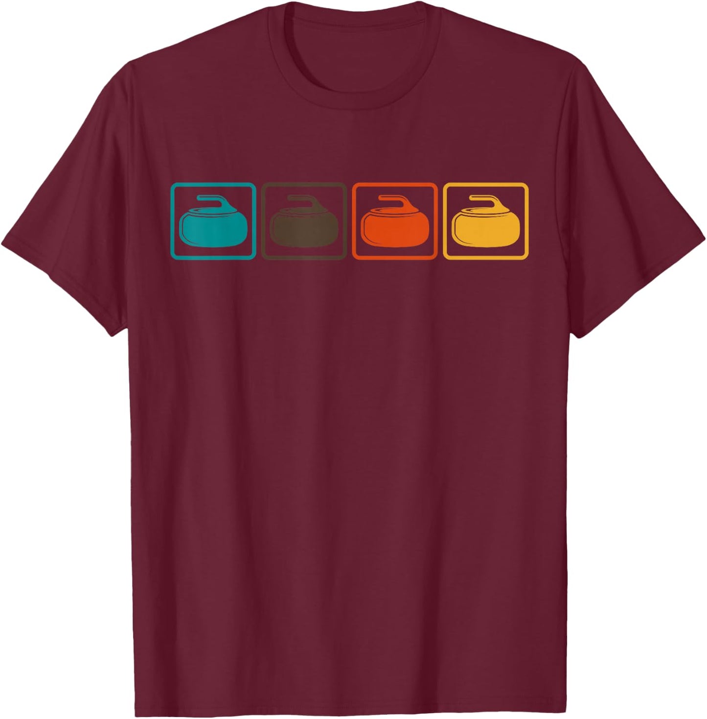 Curling Retro Vintage Ice Sports Curler Player T-Shirt - T-Shirt | Maroon