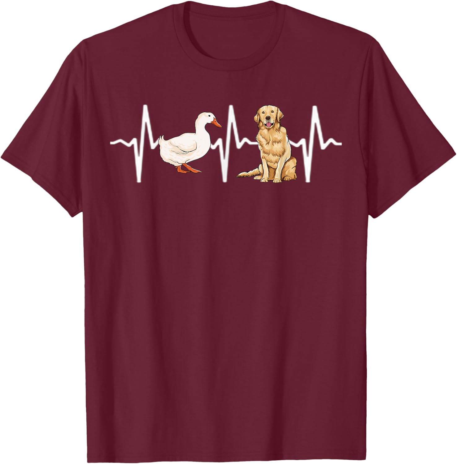 Goose Golden Retriever Heartbeat Dog Lover T-Shirt - T-Shirt | Maroon