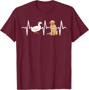 Goose Golden Retriever Heartbeat Dog Lover T-Shirt - T-Shirt | Maroon