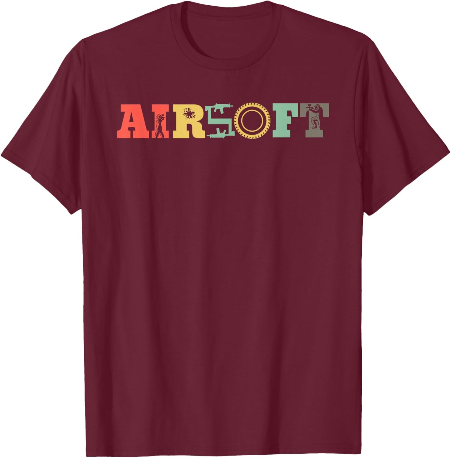 Retro Airsoft Vintage Milsim Weapon Airsoft Team Airsoft T-Shirt - T-Shirt | Maroon