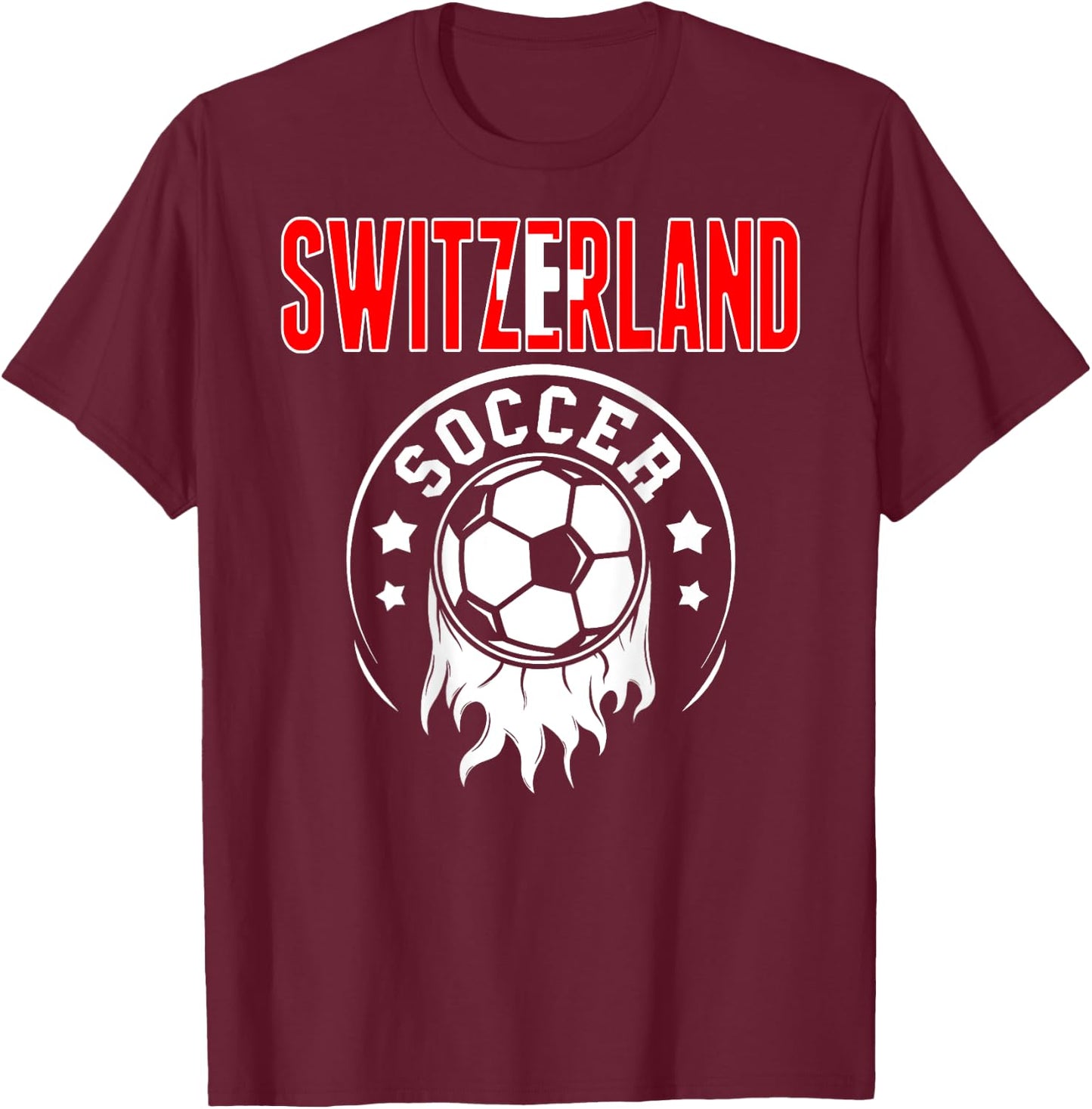 Switzerland Soccer Fans Jersey - Swiss Flag Football Lovers T-Shirt - T-Shirt | Maroon