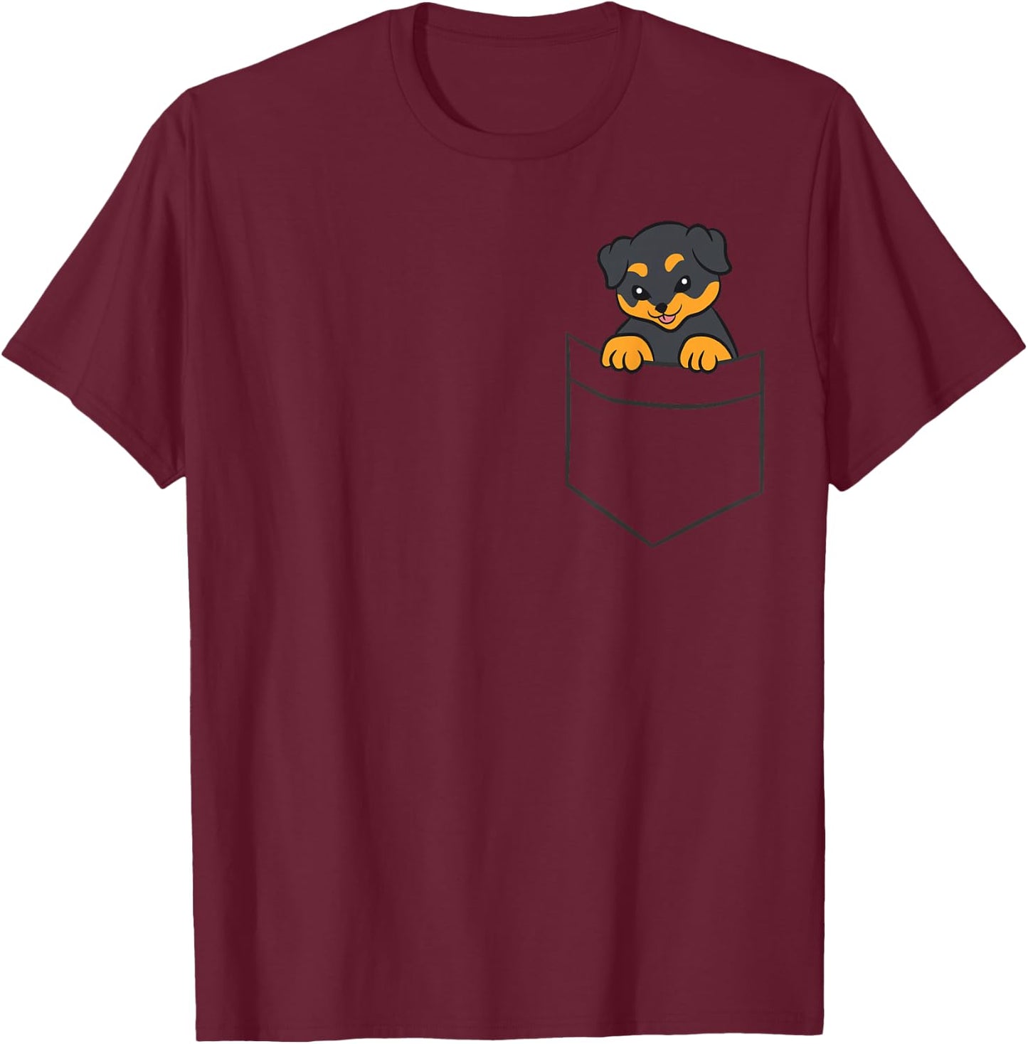 Rottweiler Dog In a Pocket Cute Pocket Rottweiler T-Shirt - T-Shirt | Maroon
