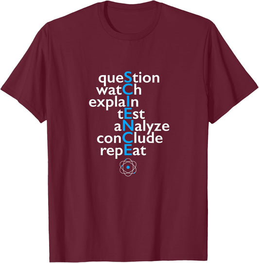 Scientific Word Game, Science Method, Educational Gift T-Shirt - T-Shirt | Maroon