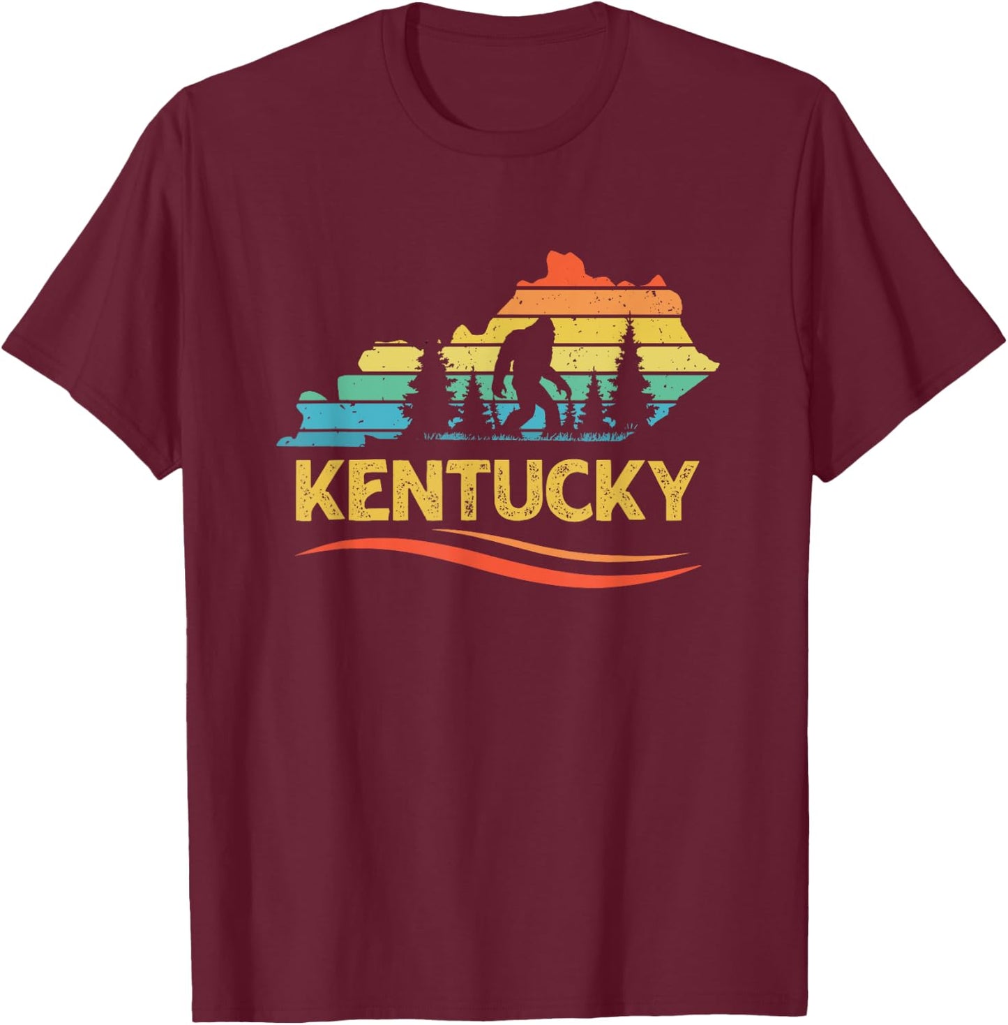 Kentucky with a Bigfoot or a Sasquatch T-Shirt - T-Shirt | Maroon