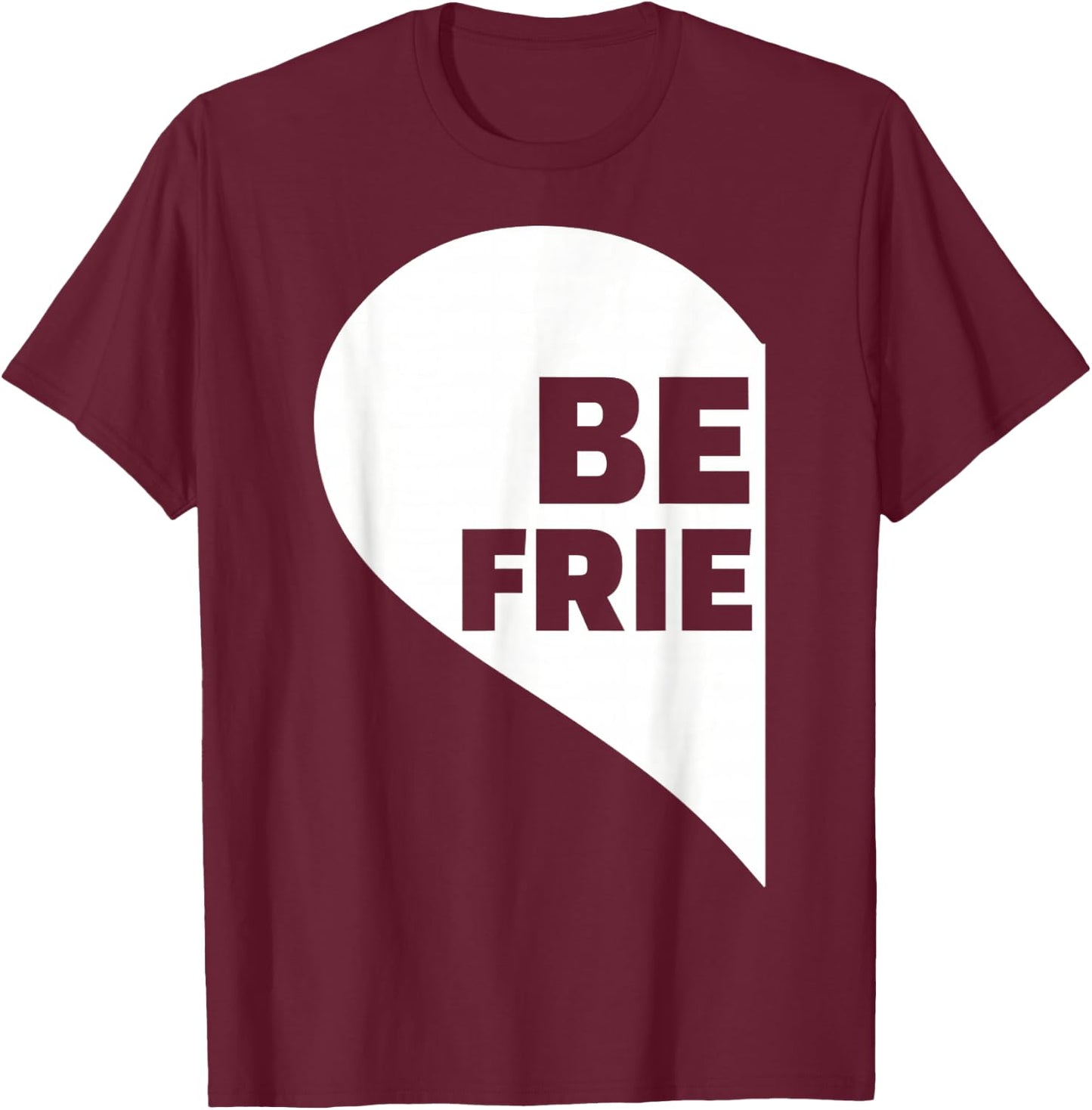 Best Friends Left Heart Half T-Shirt - T-Shirt | Maroon