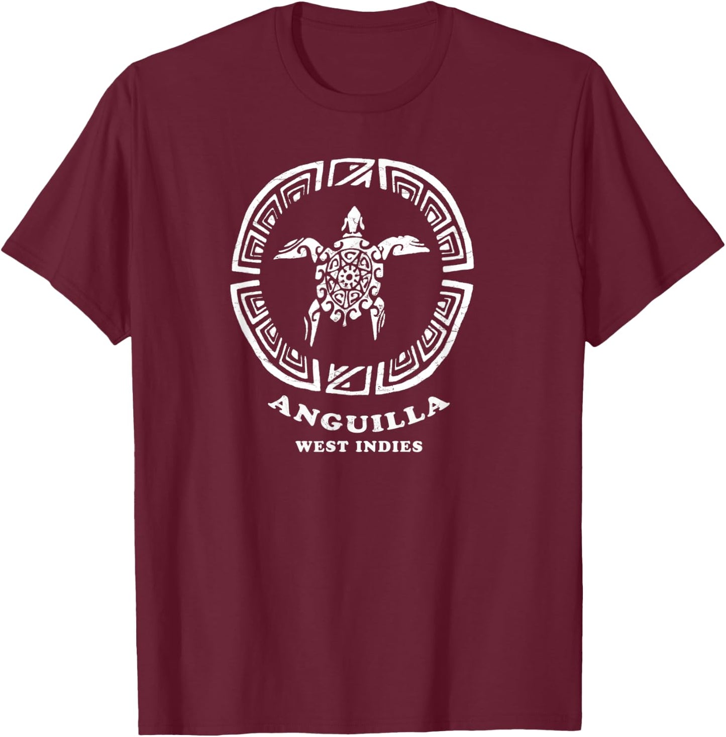 Anguilla, West Indies Vintage Tribal Sea Turtle Vacation T-Shirt - T-Shirt | Maroon