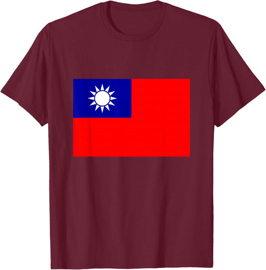 Flag of the Republic of China - Taiwan T-Shirt - T-Shirt | Maroon