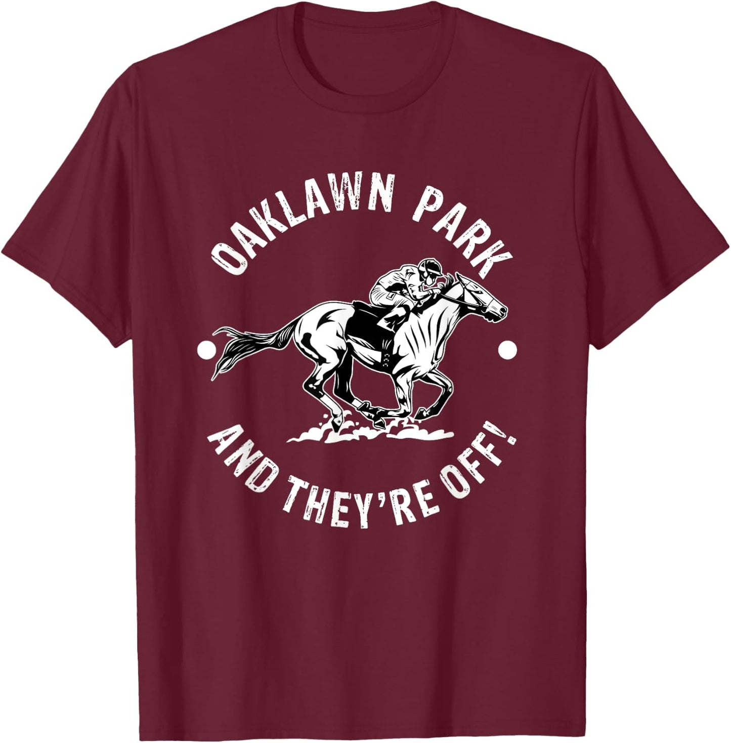 Horse Racetrack Designs Oaklawn Park AR Derby - Men's 3X-Large Black Short Sleeve Horse Racing Fan Equestrian AR Derby T-Shirt - T-Shirt | Maroon
