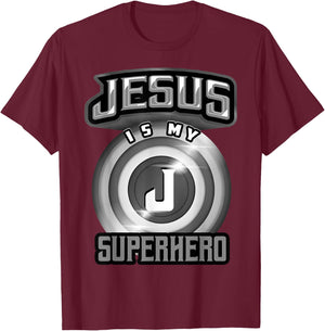 Jesus Is My Superhero Shirt | Cute Powerful Christian Gift T-Shirt - T-Shirt | Maroon