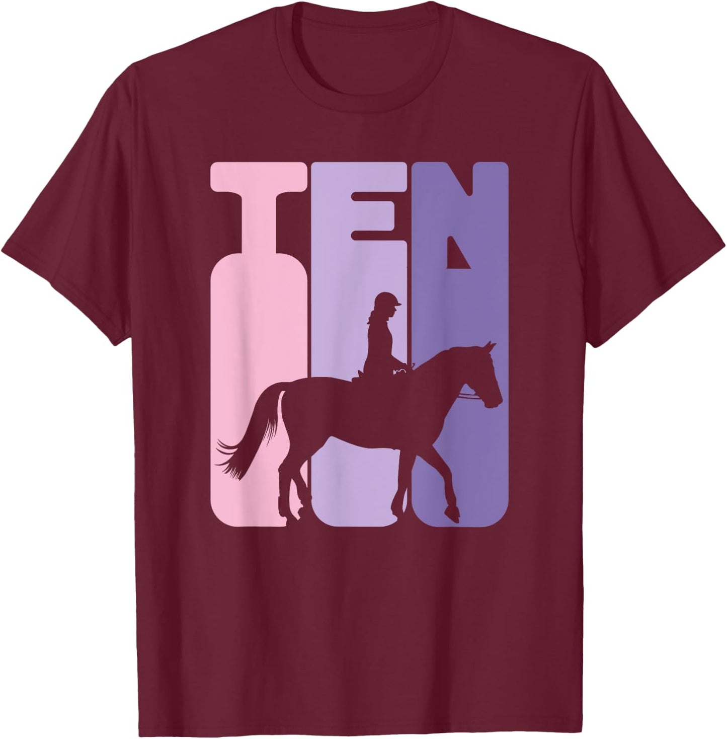 10th Birthday Horse Rider Girl Horse Fan 10 Years Girl T-Shirt - T-Shirt | Maroon