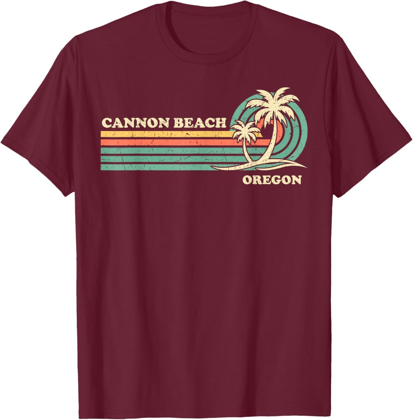 Vintage Retro Summer Vacation Oregon Cannon Beach T-Shirt - T-Shirt | Maroon