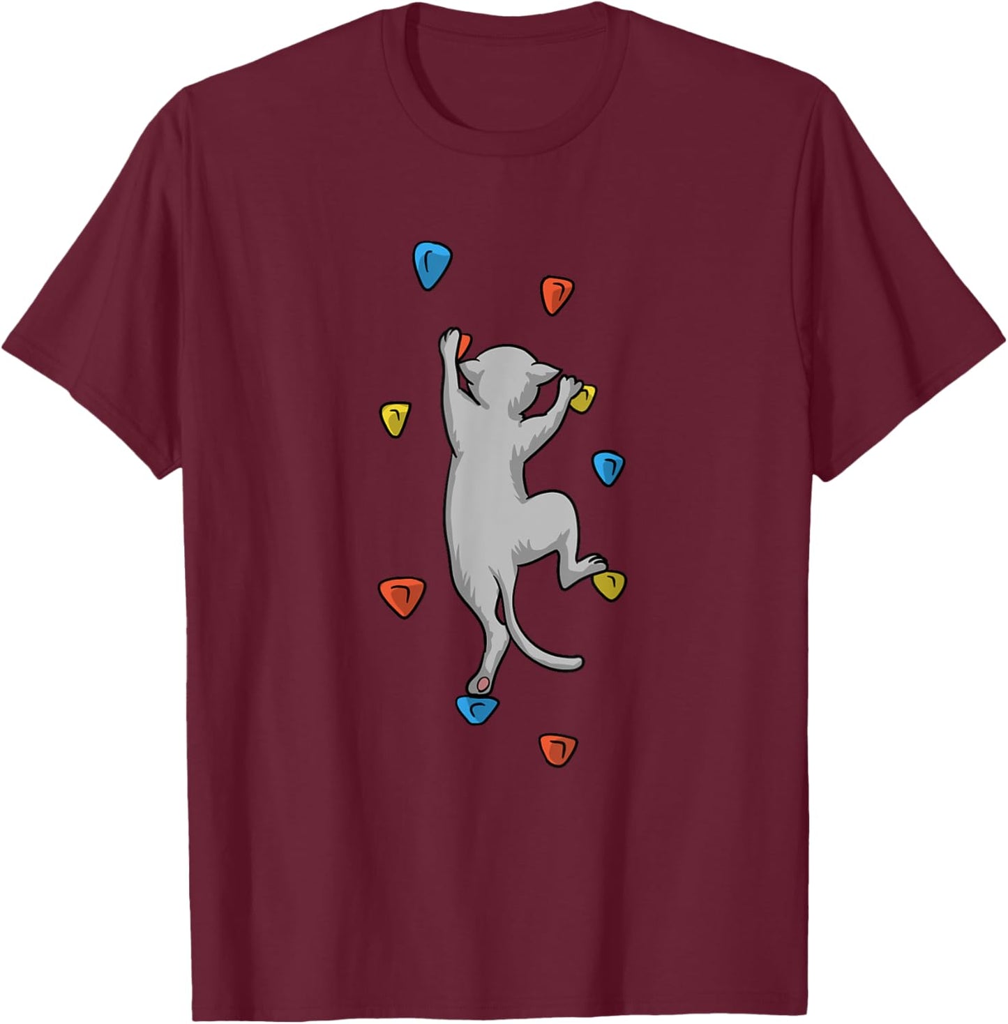 Funny Cat Climber Rock Climbing Gift Women And Kids T-Shirt - T-Shirt | Maroon