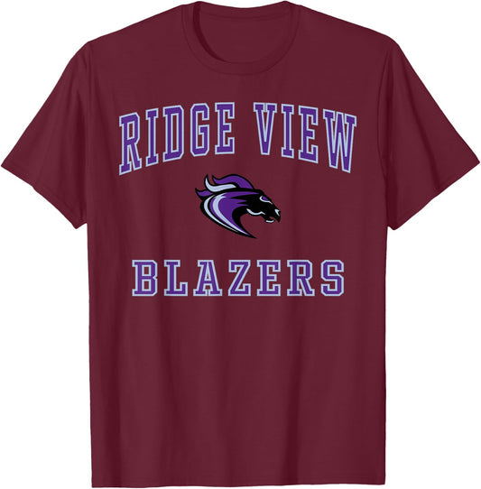 Ridge View High School Blazers C1 T-Shirt - T-Shirt | Maroon