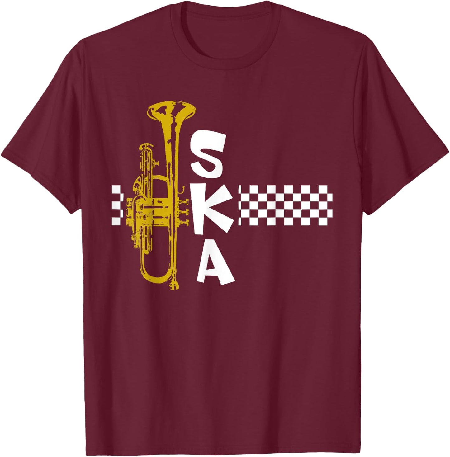 SKA Trumpet and Squares T-Shirt - T-Shirt | Maroon