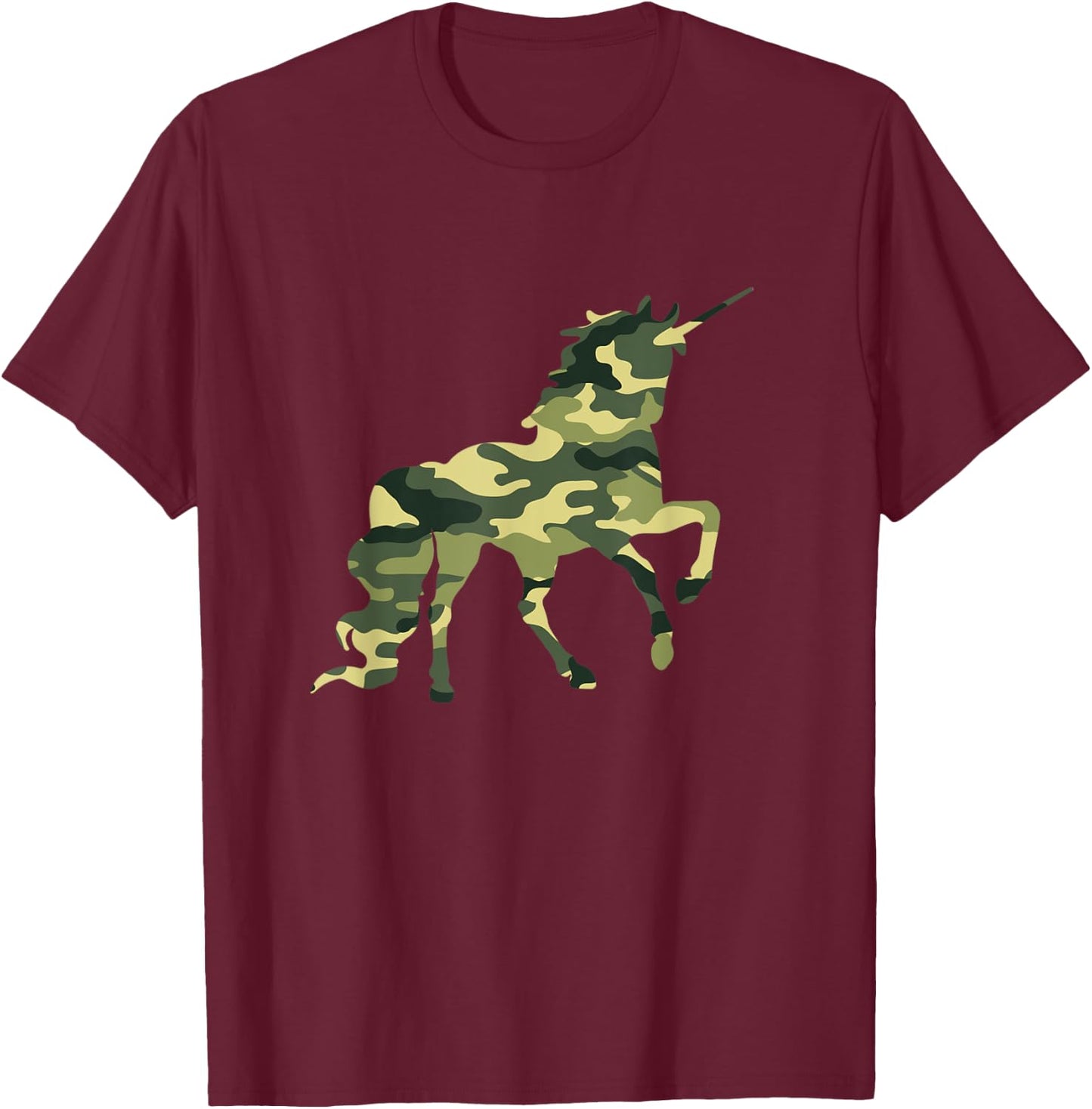 Funny Military Unicorn Gift Cute Camo Graphic Army Unicorn T-Shirt - T-Shirt | Maroon