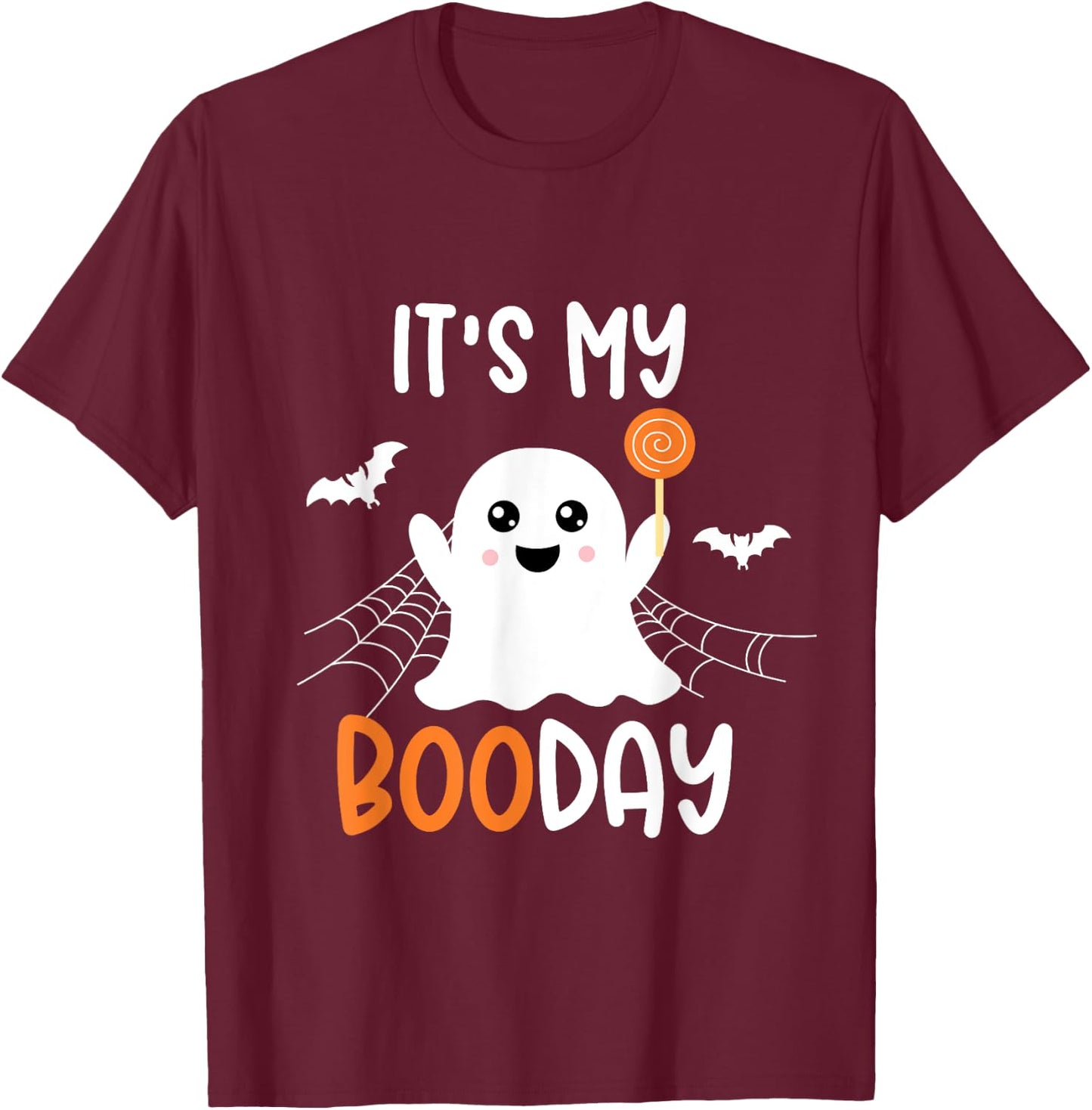 Its My Boo Day Cute Halloween Birthday Ghost Boy Girl Kids T-Shirt - T-Shirt | Maroon