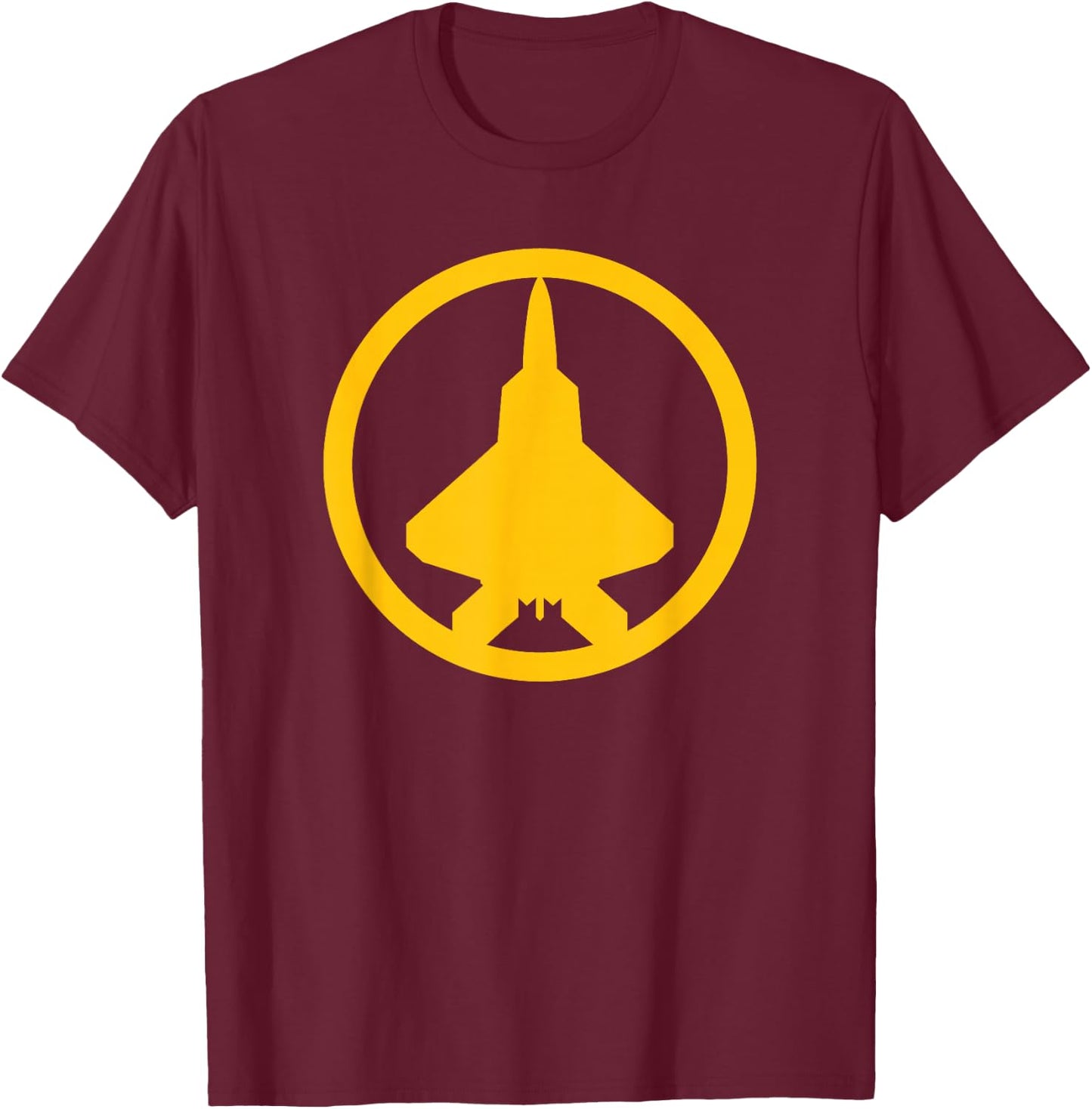 F-22 Raptor (Yellow) Air Force Military Fighter Jet T-Shirt - T-Shirt | Maroon
