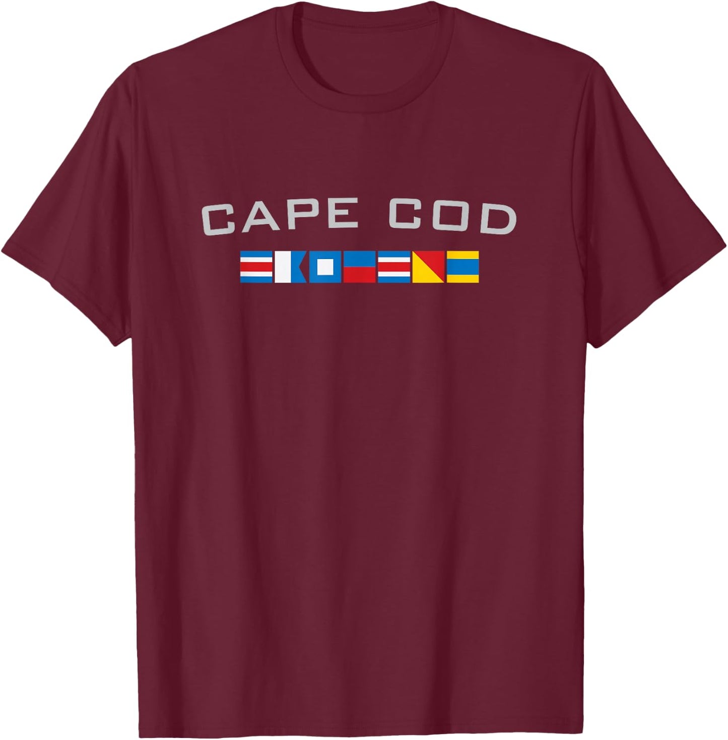 Cape Cod Massachusetts Souvenir Nautical Flags T-Shirt - T-Shirt | Maroon