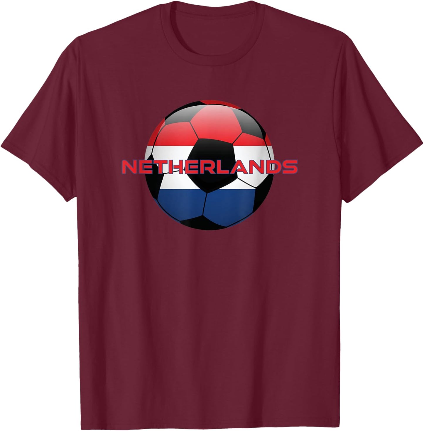 Netherlands National Flag Holland European Dutch Soccer Ball T-Shirt - T-Shirt | Maroon