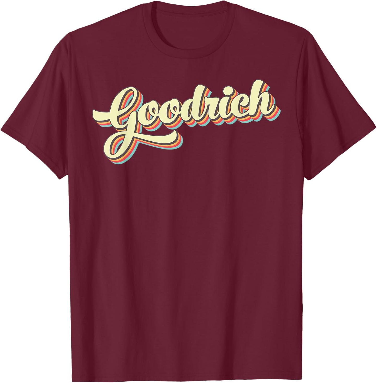 Goodrich Retro Art Baseball Font Vintage T-Shirt - T-Shirt | Maroon